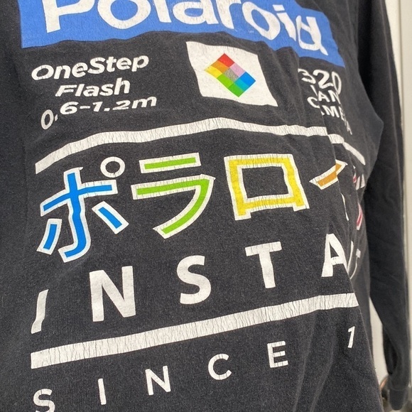 Polaroid Vintage Long Sleeve Graphic Shirt Black Multicolor Size Medium - Picture 5 of 9